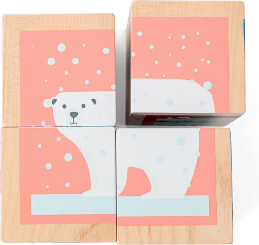 BS Toys Blokkenpuzzel GA499 - 4 Stuks - Hout - 18+ Maanden