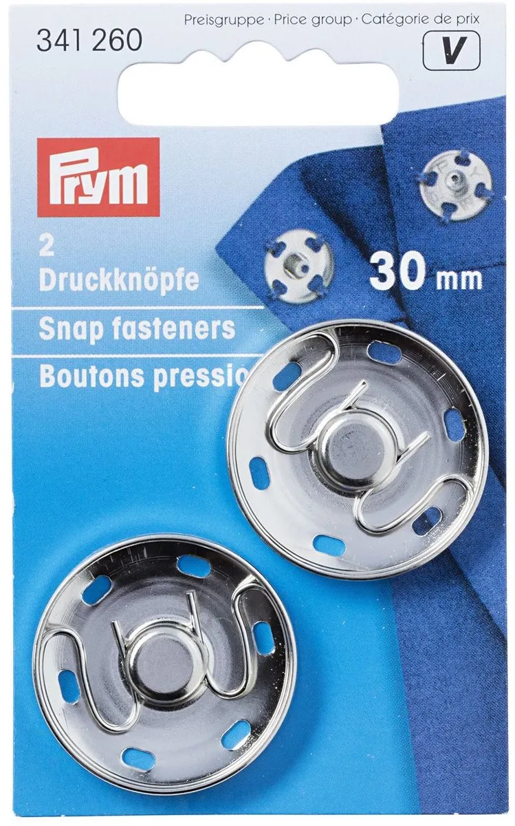 Prym Aannaaidrukknopen 30mm - Zilverkleurig - 2 Stuks
