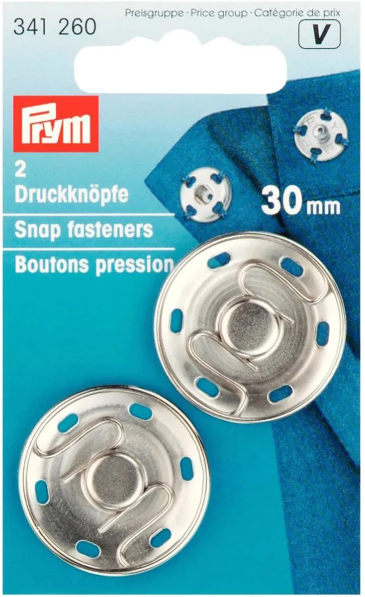 Prym Aannaaidrukknopen 30mm - Zilverkleurig - 2 Stuks - afbeelding 6 van 6