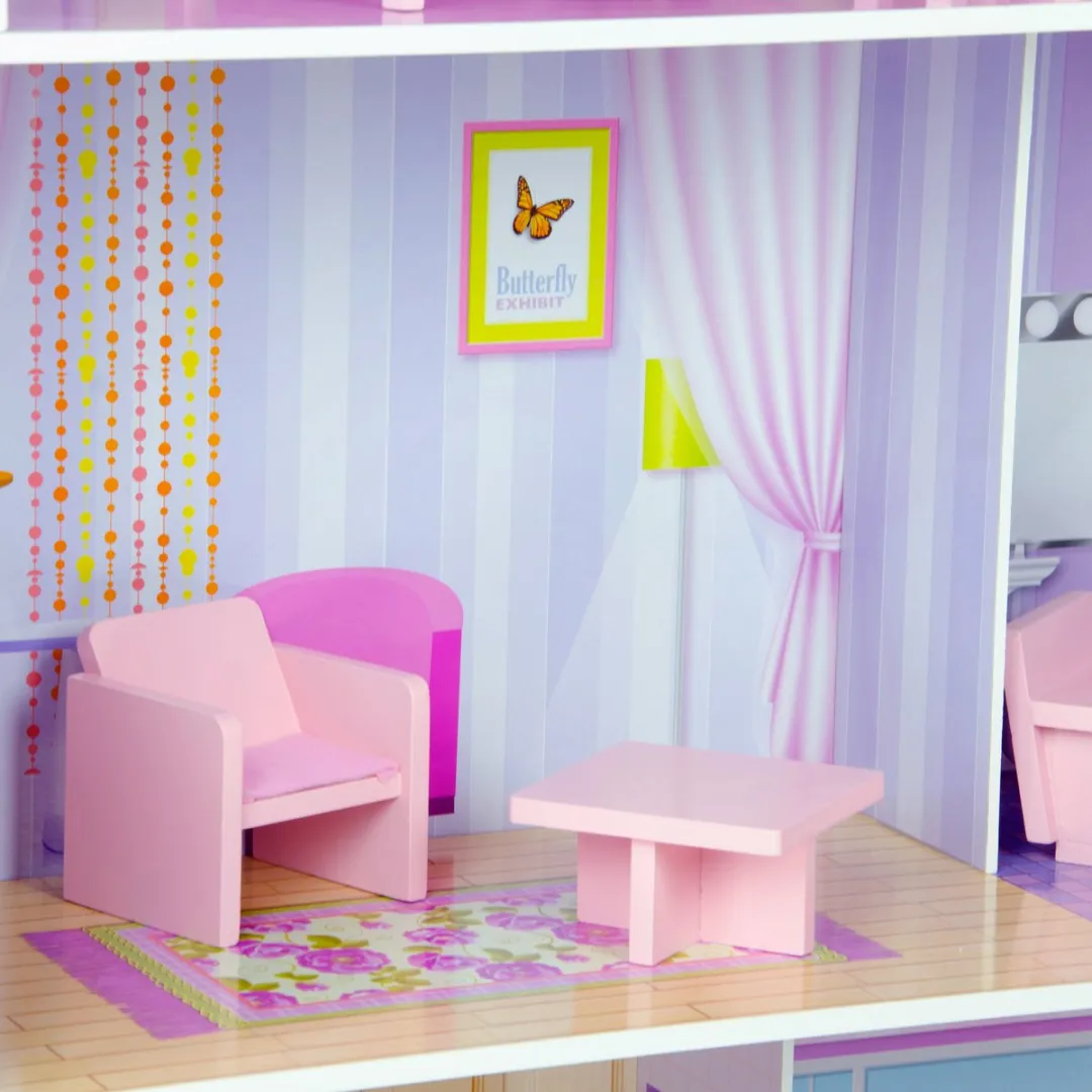 Teamson Kids Houten Poppenhuis Roze - 12" Poppen - 13 Meubels