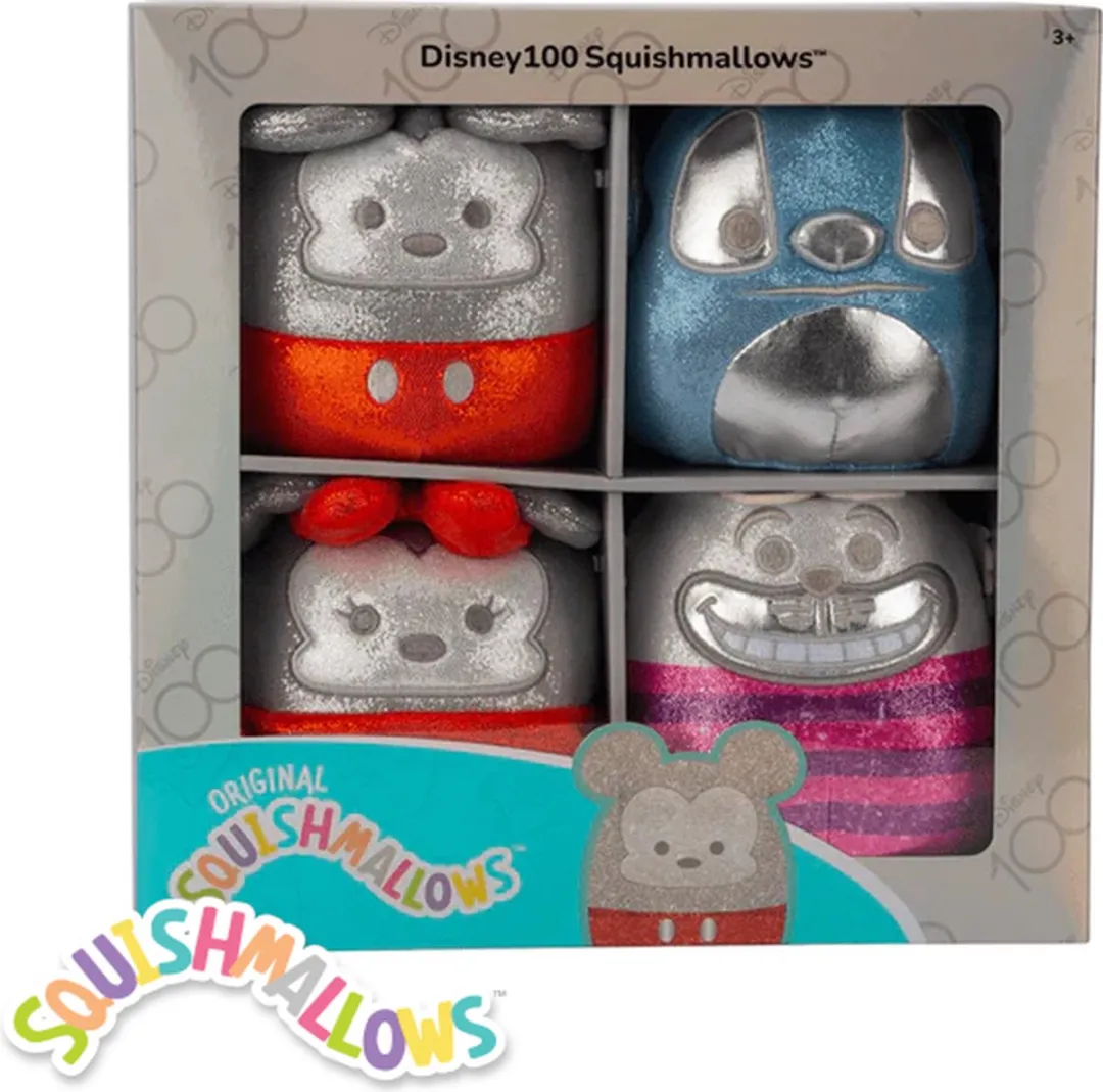 Squishmallows Disney 100th Anniversary 4Pack - 5 inch - Mickey Mouse/Stitch/Cheshire Cat/Minnie Mouse