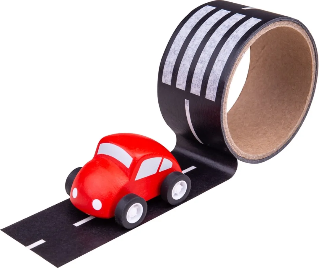 BIGJIGS Snelwegtape met autootje 069162