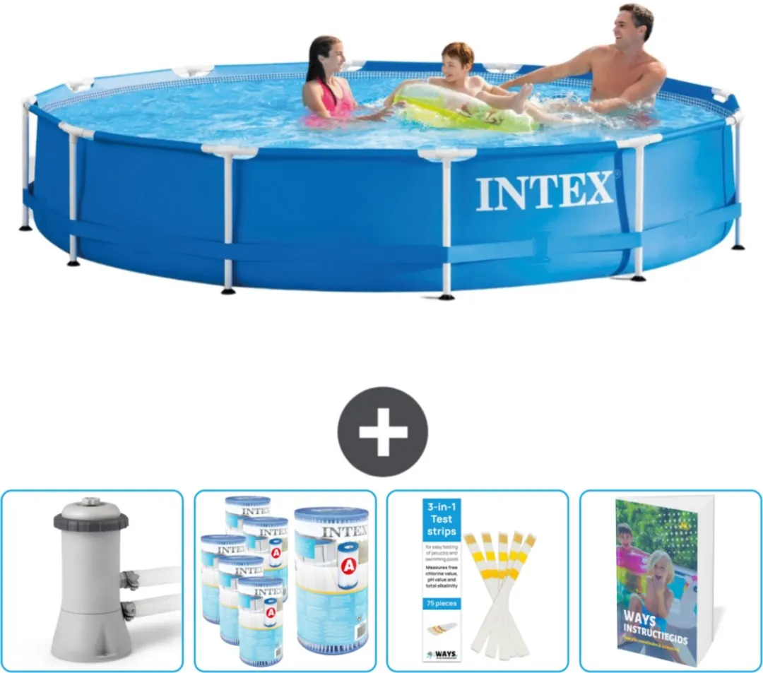 Intex 28210NP-Blauw Rond Frame Zwembad 366x76cm