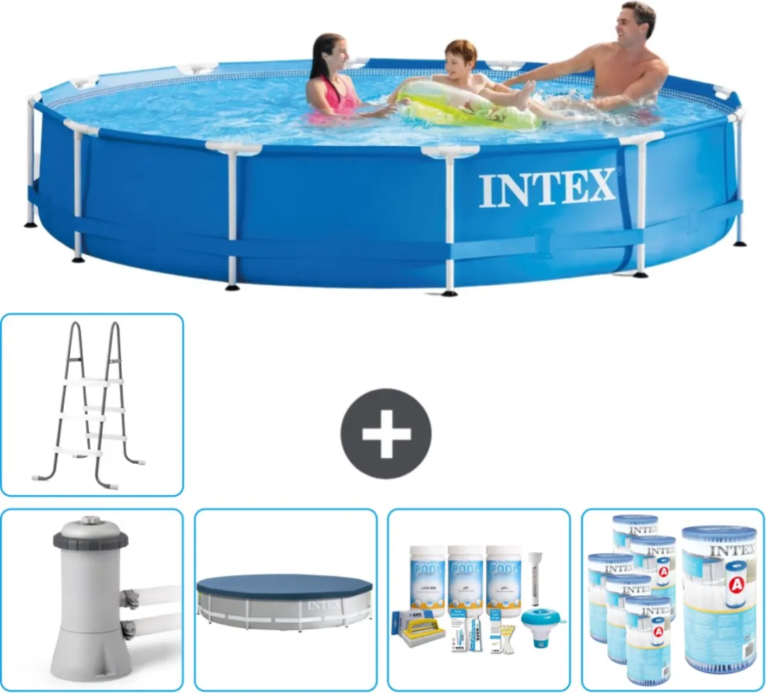 Intex 28212GN-Blauw Rond Frame Zwembad 366x76cm