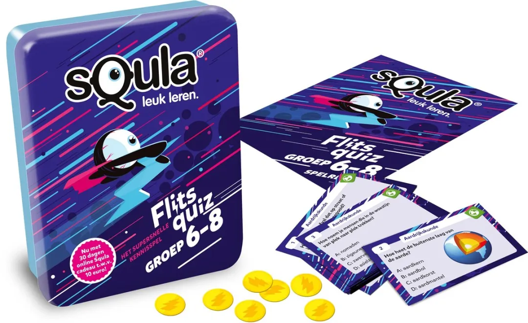 Identity Games sQula Flitsquiz Groep 6-7-8 Kaartspel - 112 Kaarten - Paars/Blauw