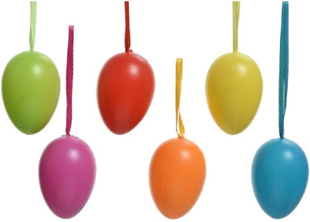 Decoris Gekleurde Plastic Paaseieren 6cm