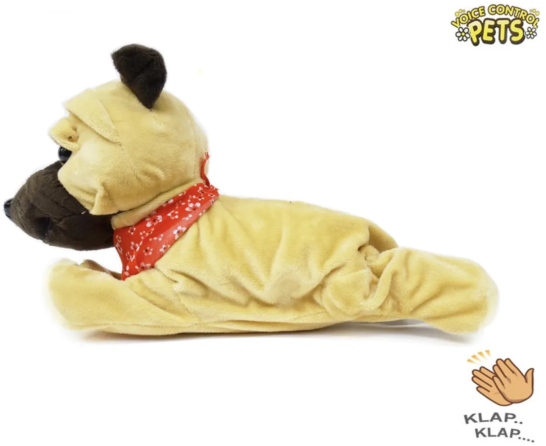 YJ Toys Interactieve Speelgoed Puppy 29cm - Mopshondje - Wit/Bruin