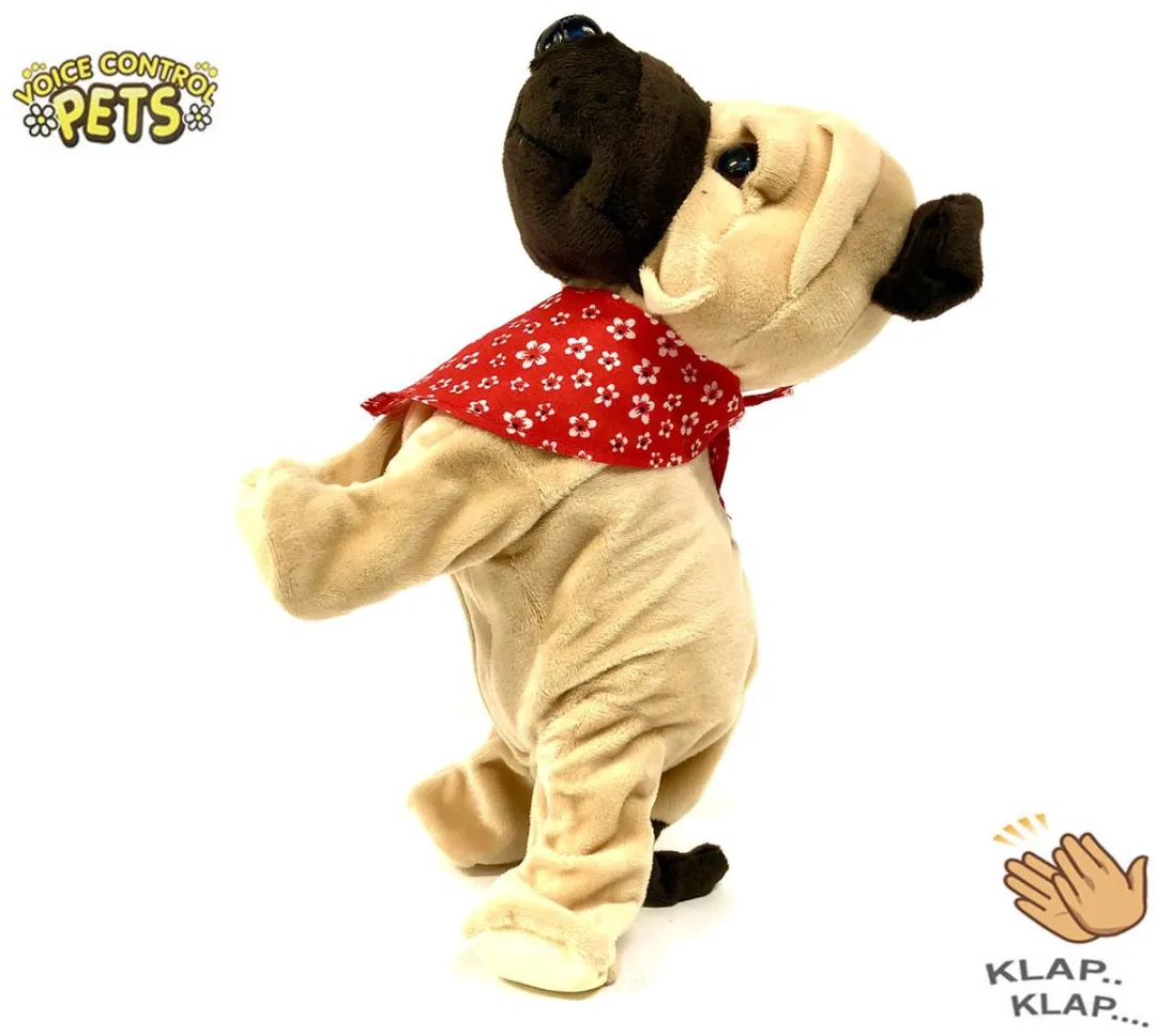 YJ Toys Interactieve Speelgoed Puppy 29cm - Mopshondje - Wit/Bruin