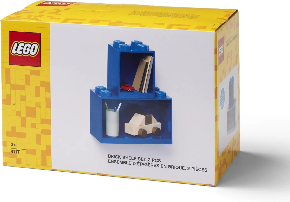 LEGO Iconic Brick Boekenplank Set 2 Stuks - Blauw