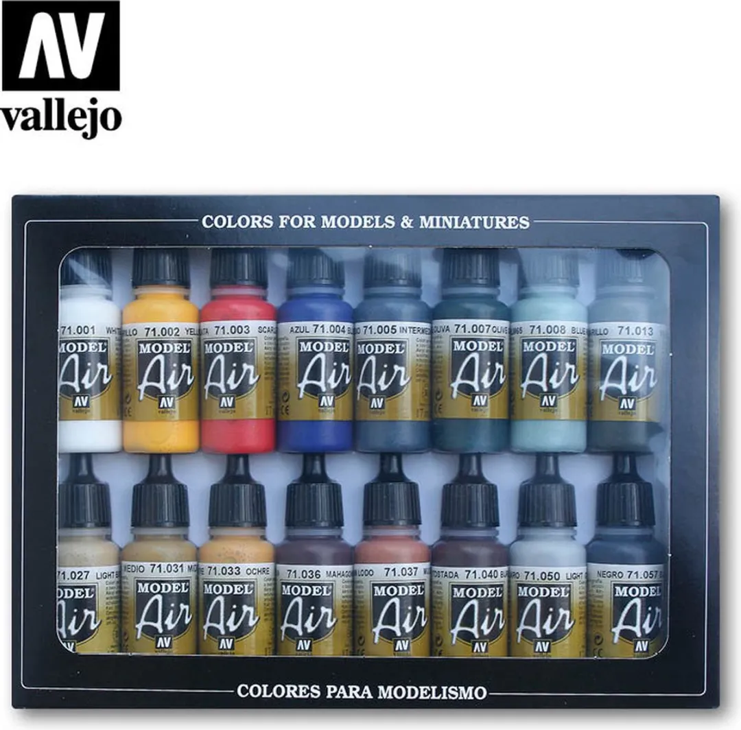 Vallejo Basic Colors Model Air Acrylset 16x17ml - Multi