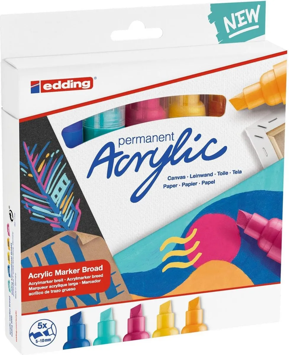 edding 5000 Acrylstiften - 5 Stuks - Assortiment
