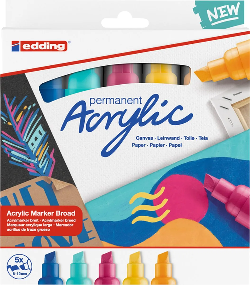 edding 5000 Acrylstiften - 5 Stuks - Assortiment