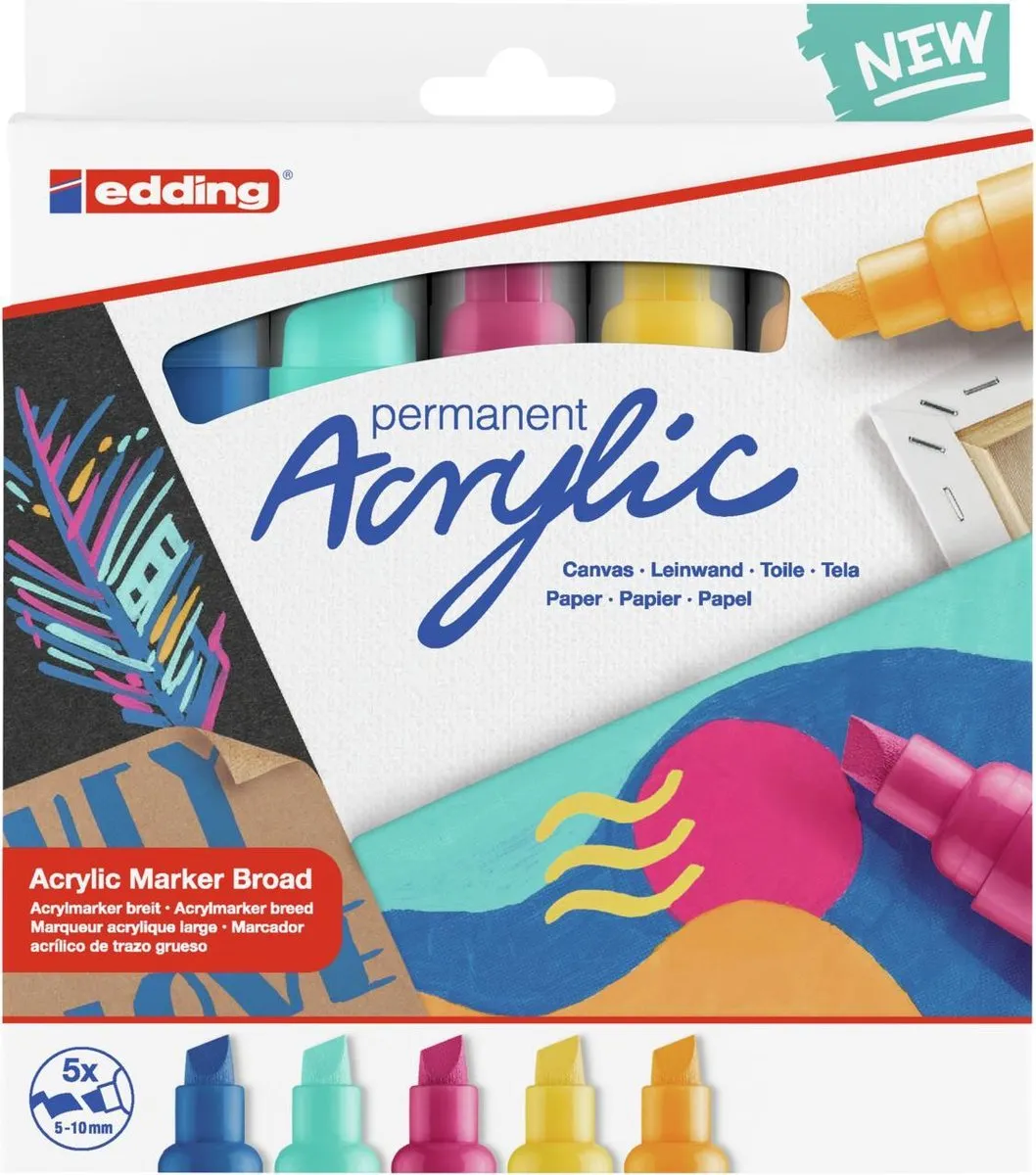 edding 5000 Acrylstiften - 5 Stuks - Assortiment