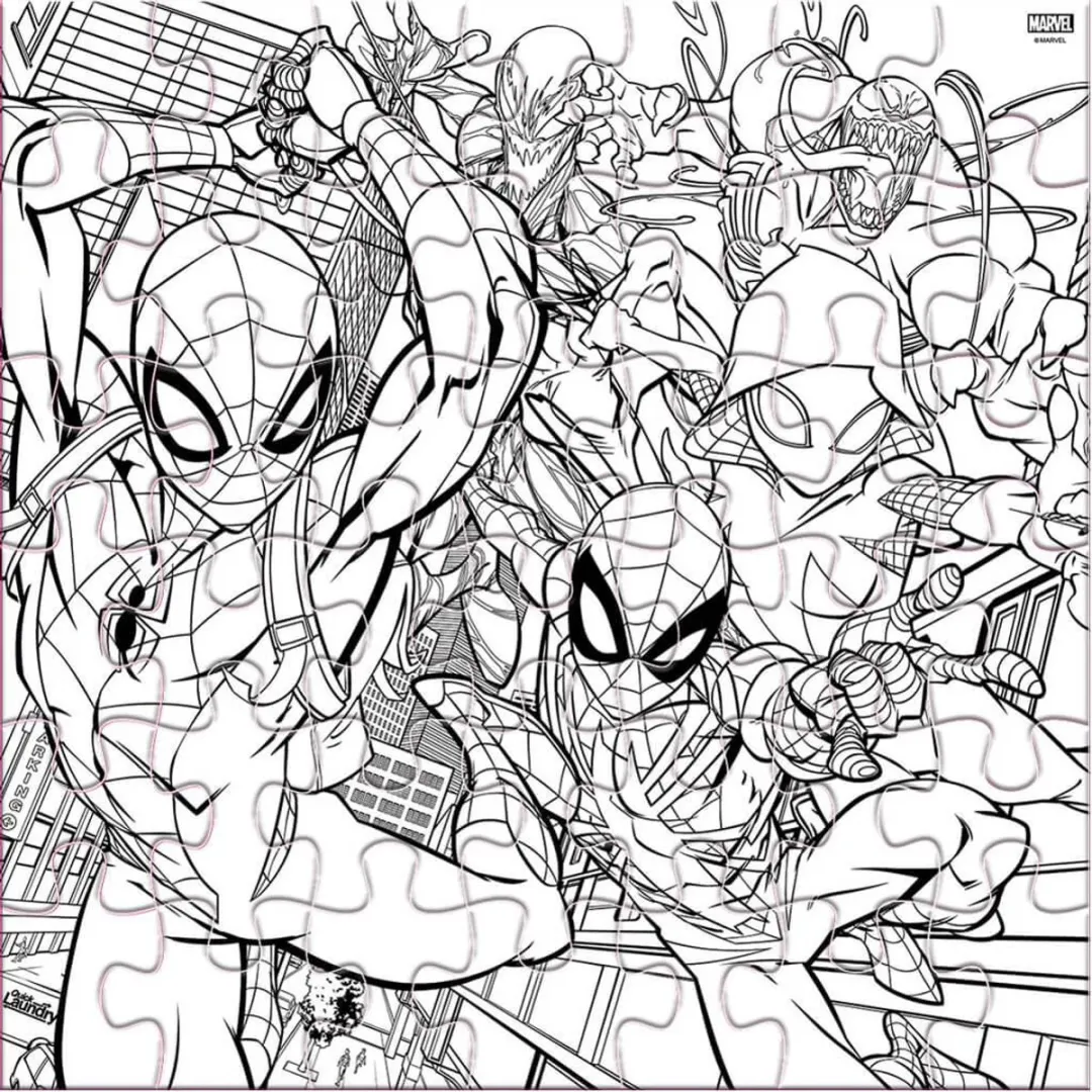 LUNA TOYS Spider-Man Puzzel 42 Stuks - 42x42cm - Inkleurbare Achterkant