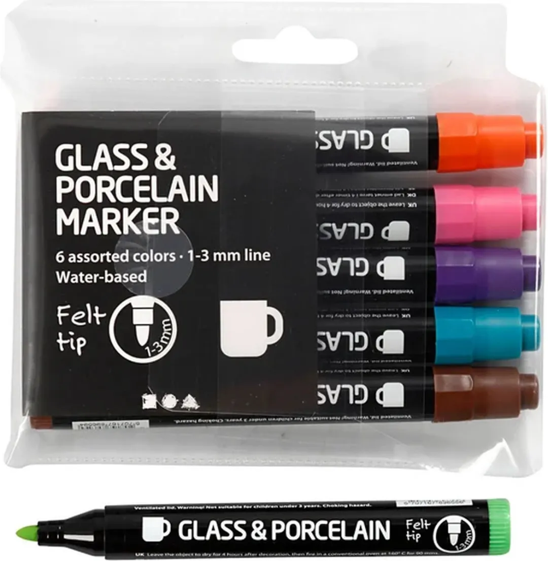 Creativ Company Glas- en Porseleinstiften - 6 Stuks Divers