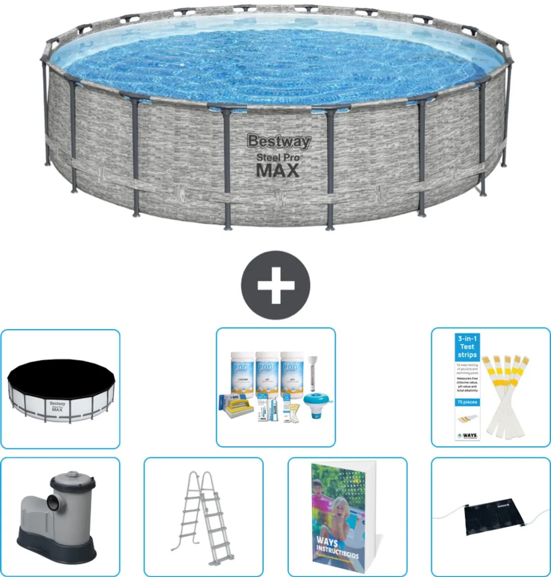 Bestway Steel Pro MAX Zwembad 549cm - 23.062L - Grijs