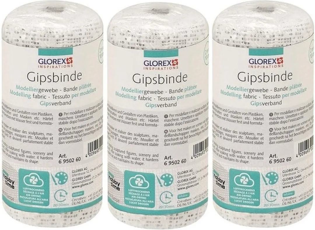 Glorex Hobby Keratex Gipsverband 3x 2m x 10cm
