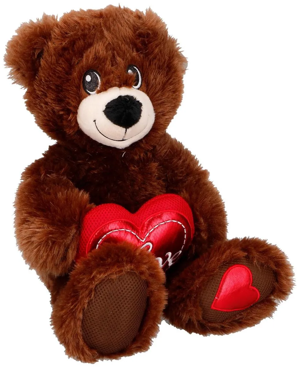 Eddy Toys Knuffelbeer Met Hart 33cm - Bruin
