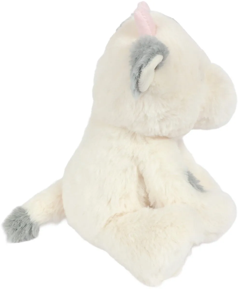 PIA Soft Toys Pluche Koe Zittend 19cm - Wit/Grijs