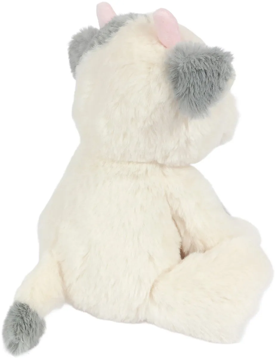 PIA Soft Toys Pluche Koe Zittend 19cm - Wit/Grijs
