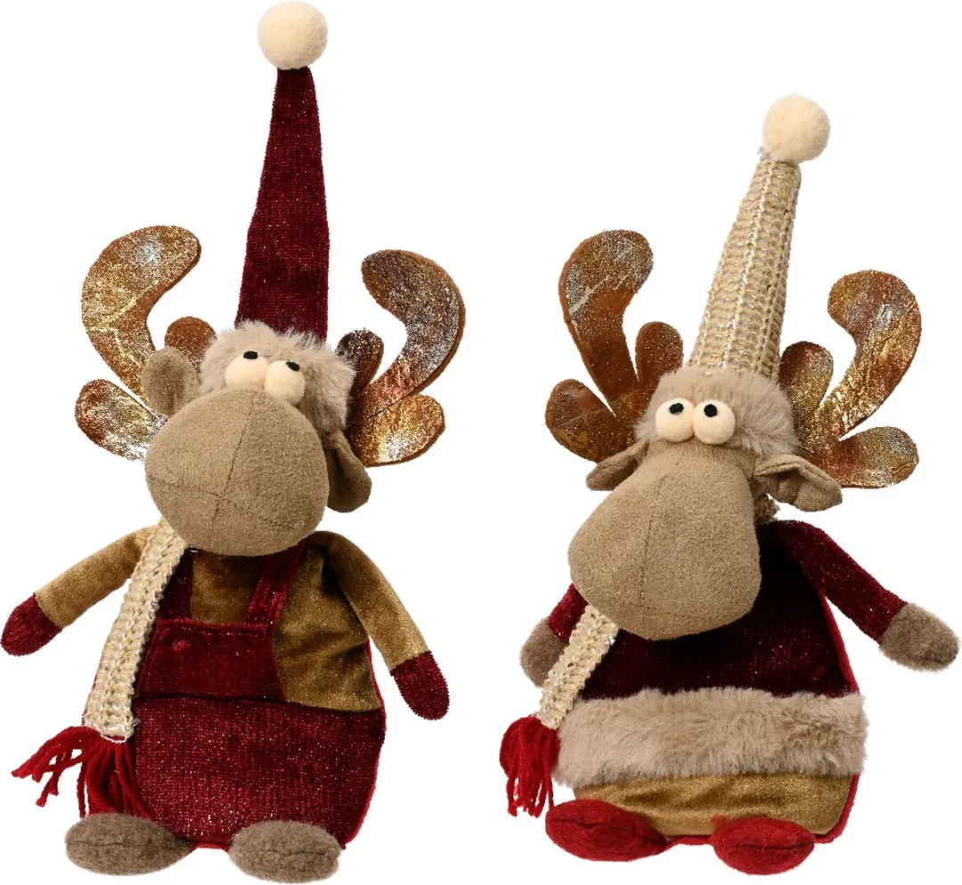 Kaemingk Polyester Rendier Bruin met Beige Muts 30cm