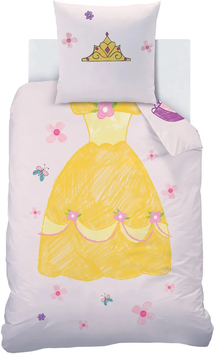 Disney Princess Dekbedovertrek Jurk - 140x200cm + 63x63cm - Roze