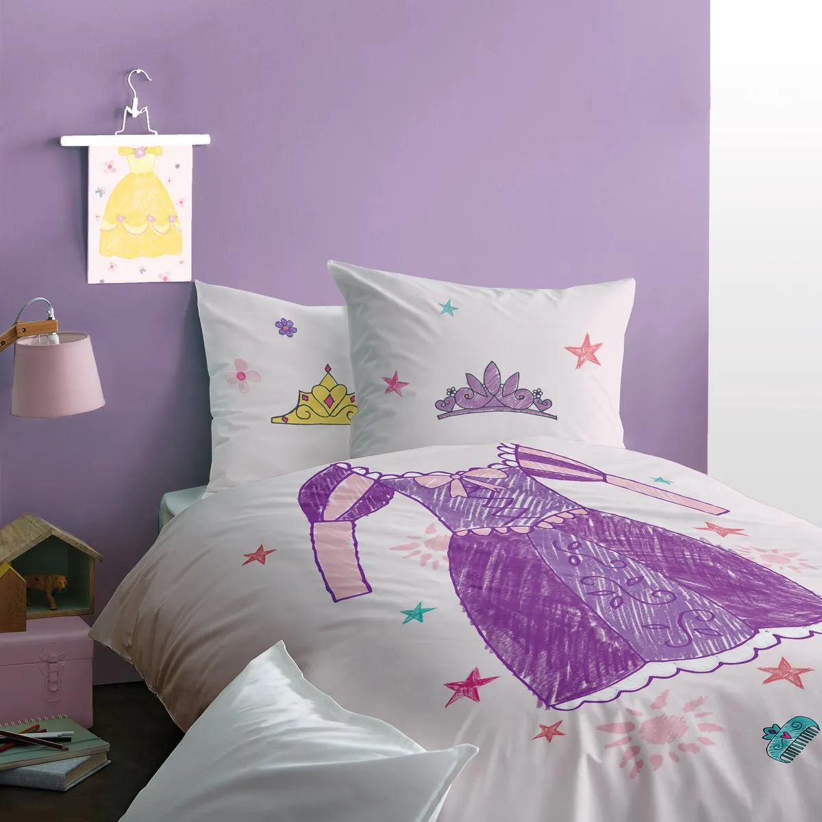 Disney Princess Dekbedovertrek Jurk - 140x200cm + 63x63cm - Roze