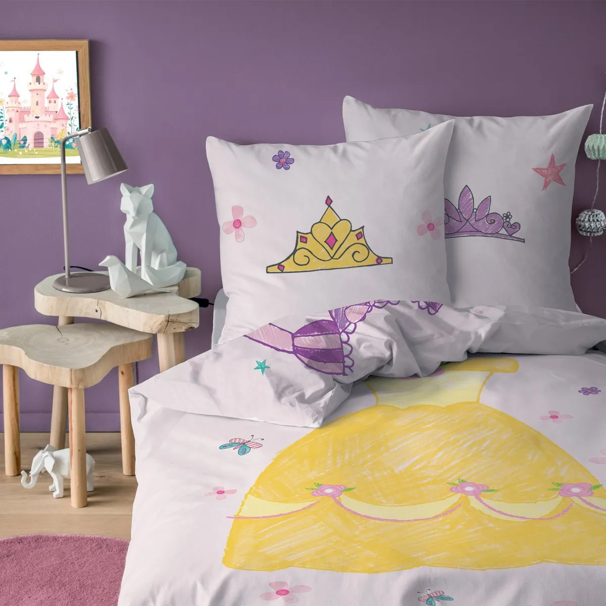 Disney Princess Dekbedovertrek Jurk - 140x200cm + 63x63cm - Roze