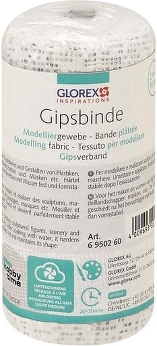 Glorex Hobby Keratex Gipsverband 4x 2m x 10cm - Wit