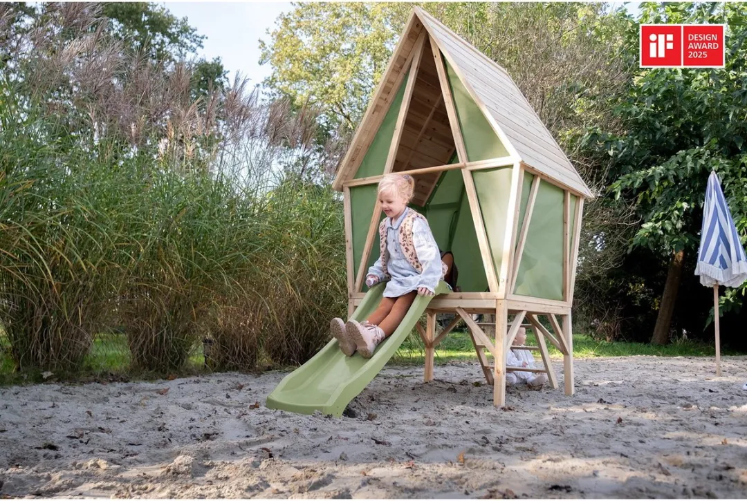 EXIT Toys Yuki 300 Speelhuis met Glijbaan - Naturel/Groen