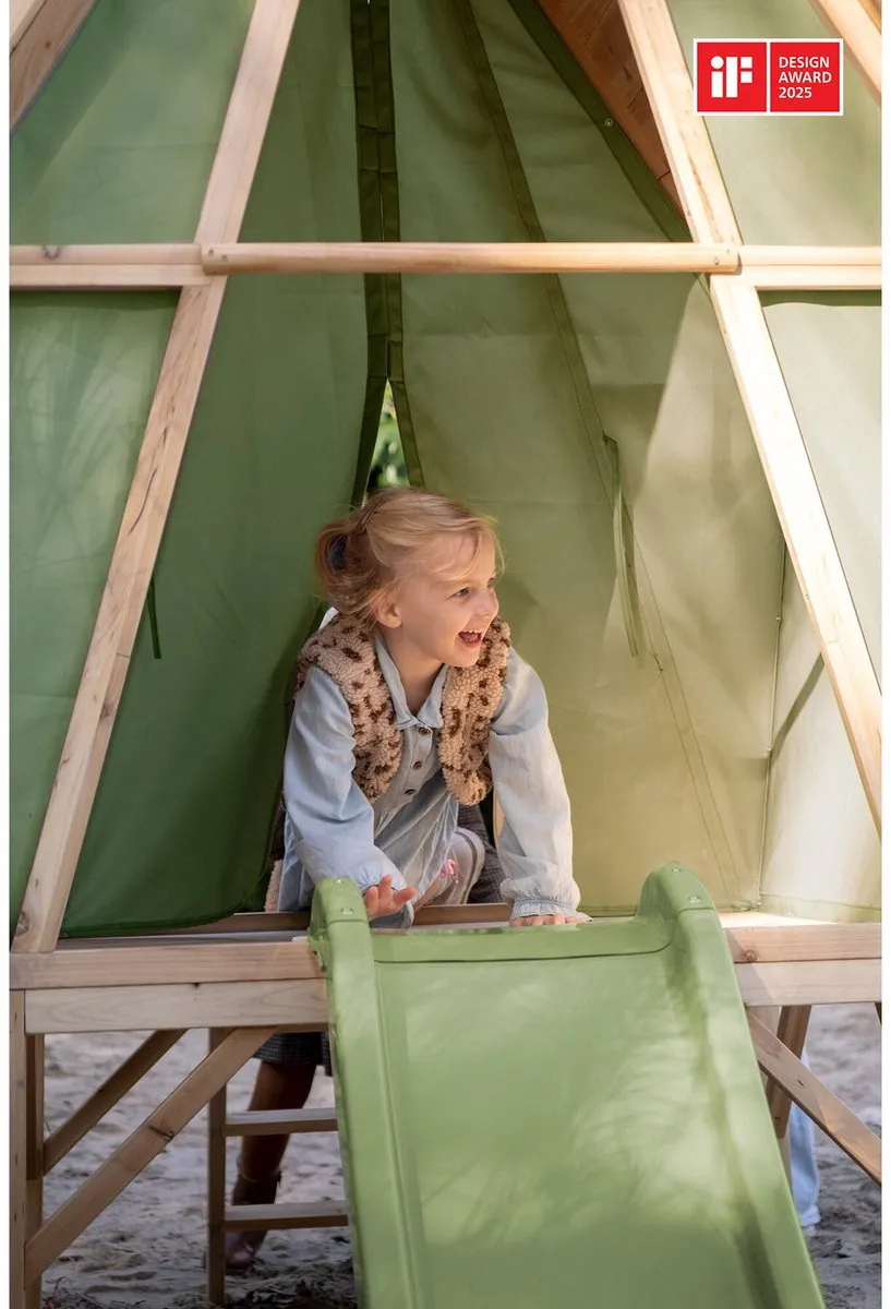 EXIT Toys Yuki 300 Speelhuis met Glijbaan - Naturel/Groen