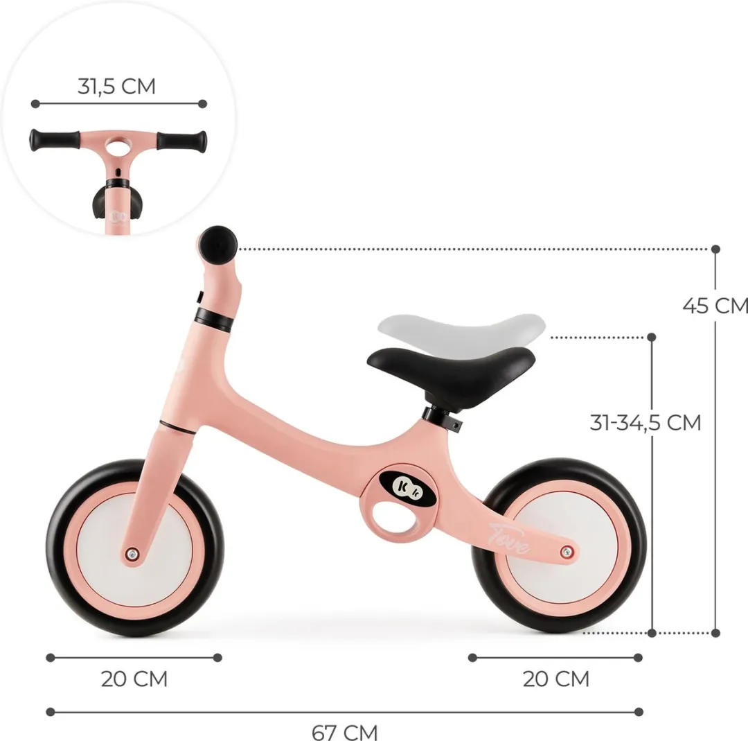 KinderKraft TOVE Loopfiets - 20cm - Opvouwbaar - Roze
