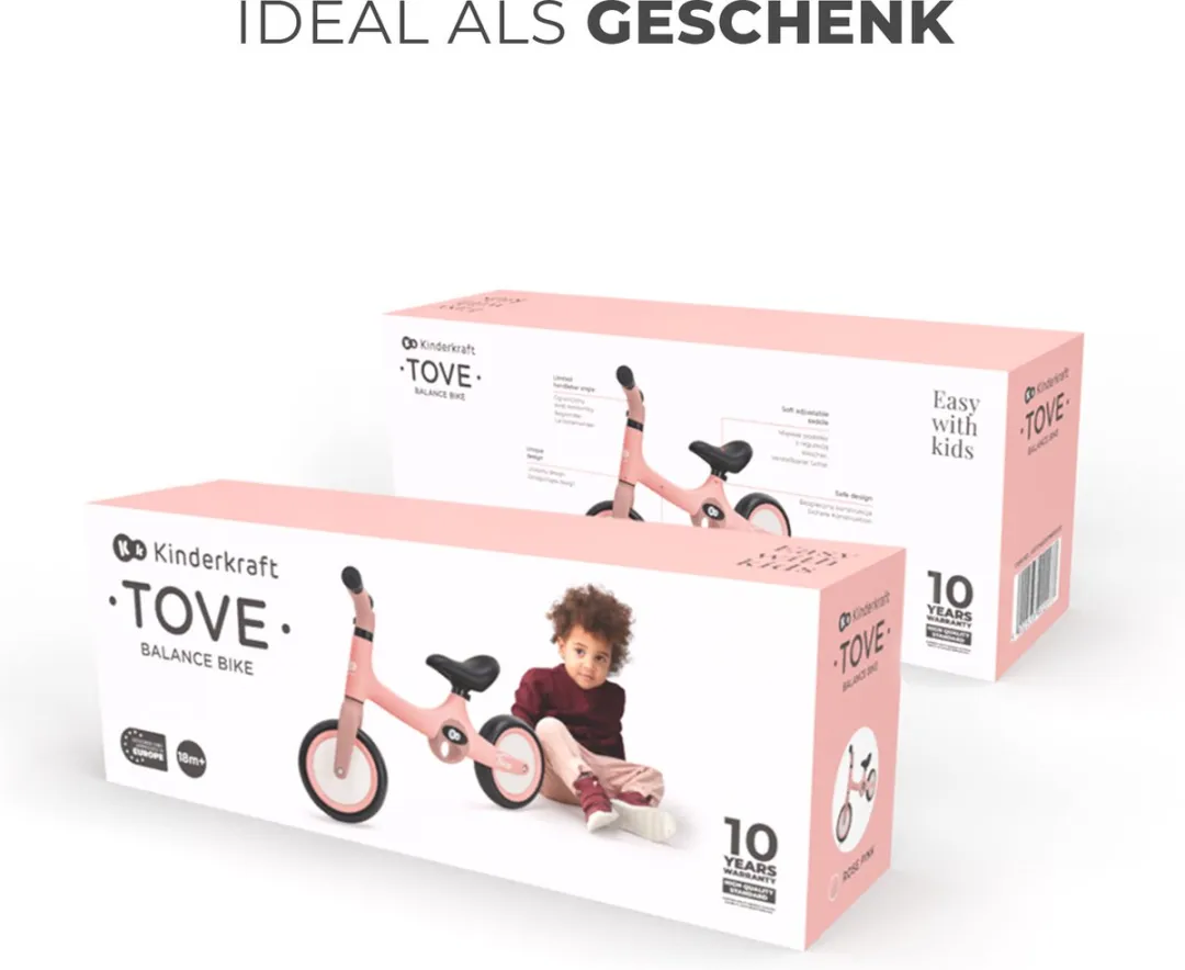 KinderKraft TOVE Loopfiets - 20cm - Opvouwbaar - Roze