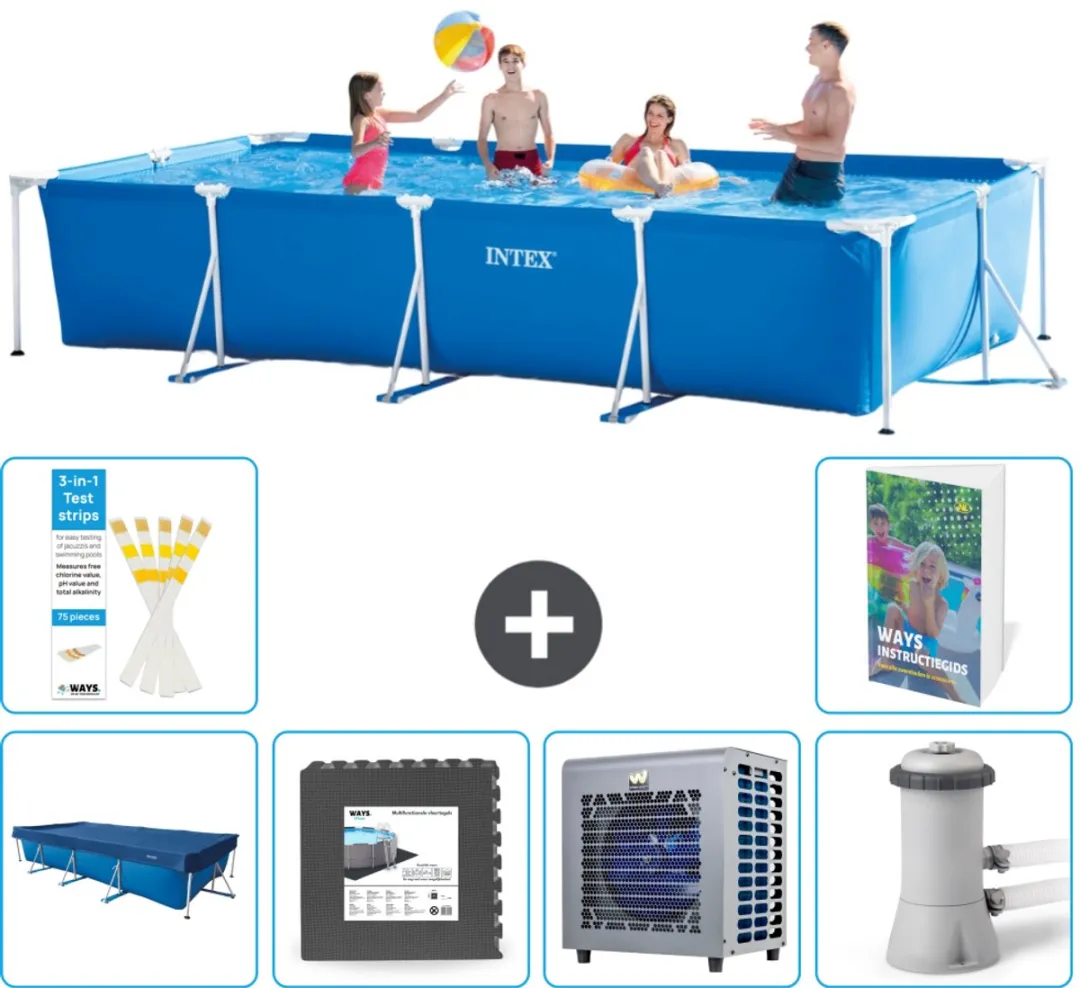 Intex Rechthoekig Frame Zwembad 450x220cm - Blauw - 7-delig