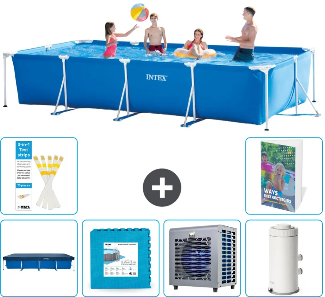 Intex Rechthoekig Frame Zwembad 450x220cm - Blauw - 7-delig