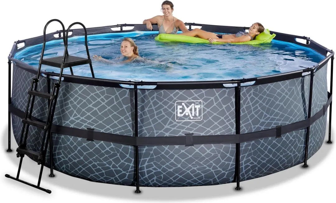 EXIT Stone Zwembad 427cm Grijs - met Zandfilterpomp