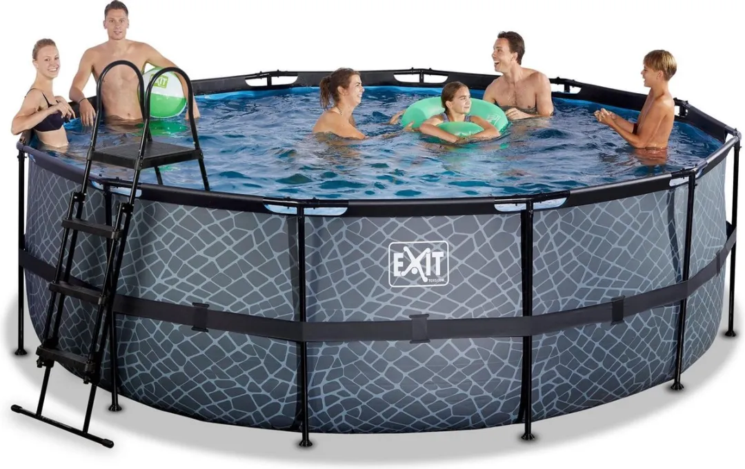 EXIT Stone Zwembad 427cm Grijs - met Zandfilterpomp