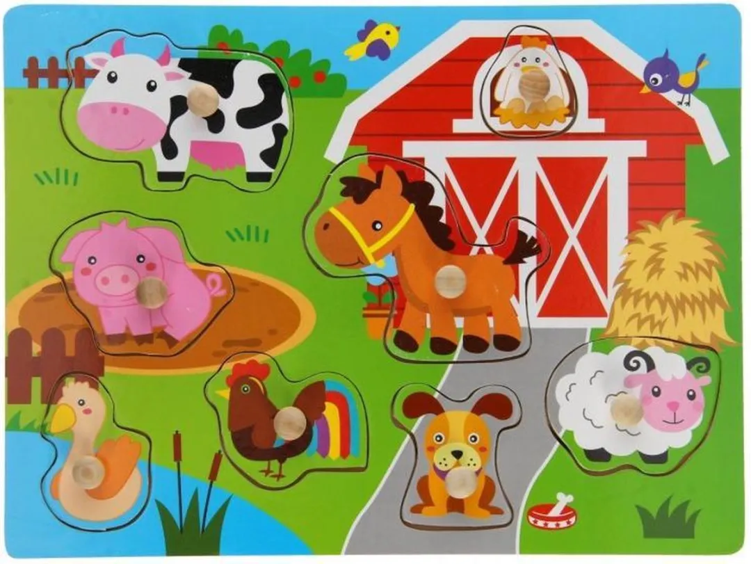 Johntoy Houten Knopjespuzzel Boerderij