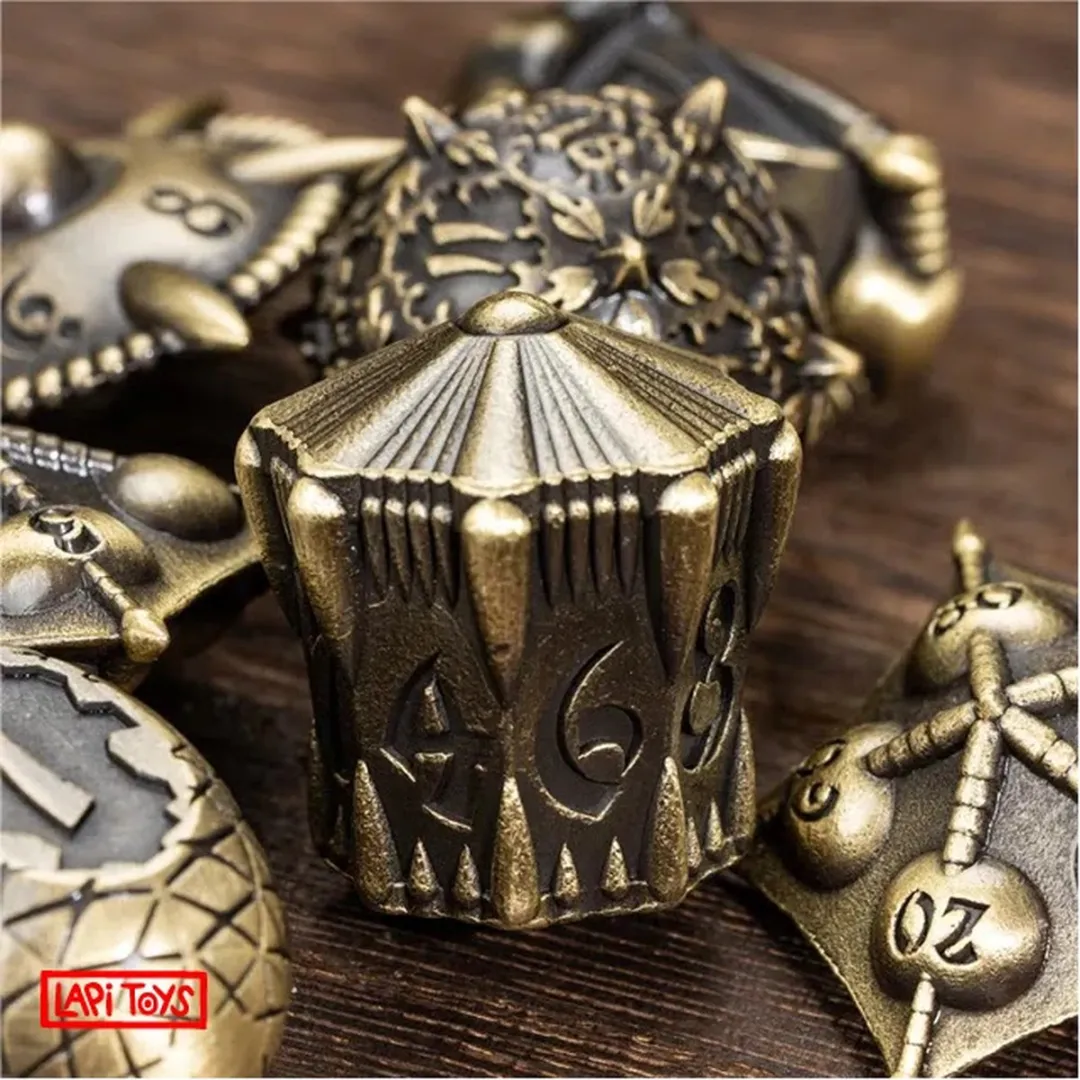 Lapi Toys DnD Metalen Dobbelstenen Set 7 Stuks - Goudkleurig