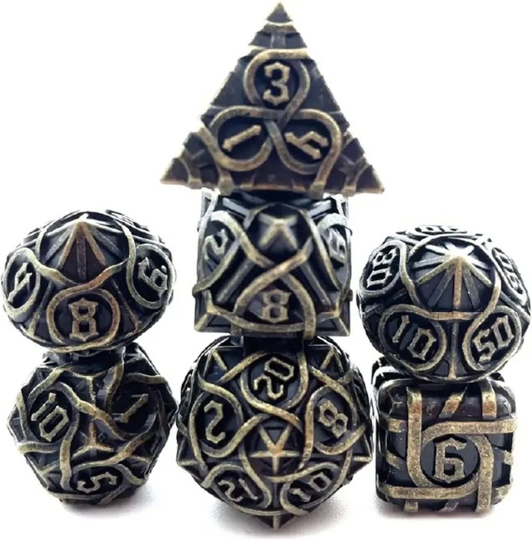 Lapi Toys DnD Metalen Dobbelstenen Set 7 Stuks - Goudkleurig