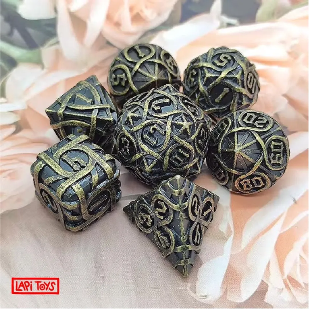 Lapi Toys DnD Metalen Dobbelstenen Set 7 Stuks - Goudkleurig