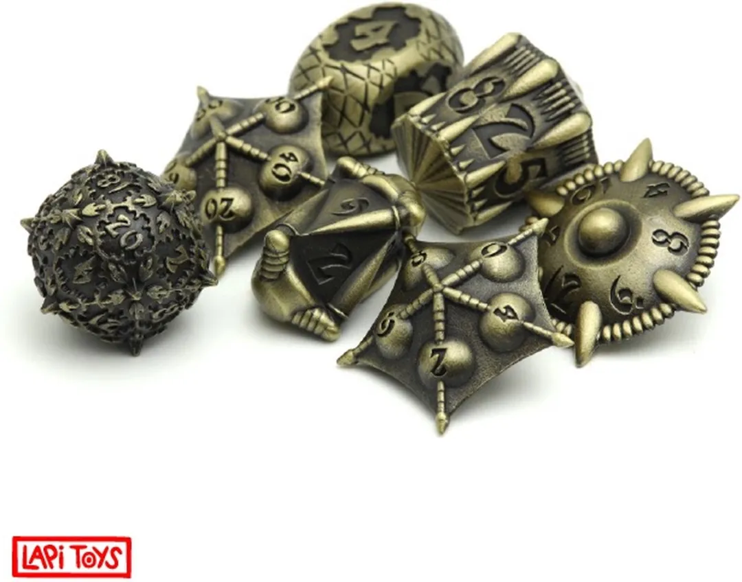 Lapi Toys DnD Metalen Dobbelstenen Set 7 Stuks - Goudkleurig