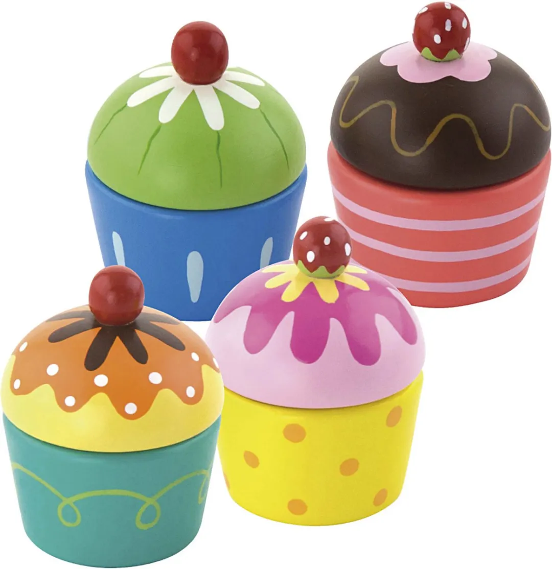 Viga Toys Houten Cupcakes 8-delig - Creatief Speelgoed 3+