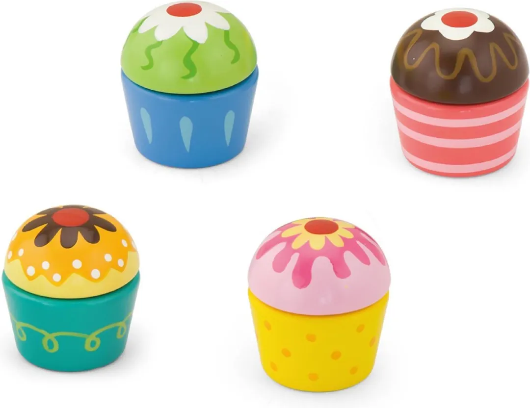 Viga Toys Houten Cupcakes 8-delig - Creatief Speelgoed 3+