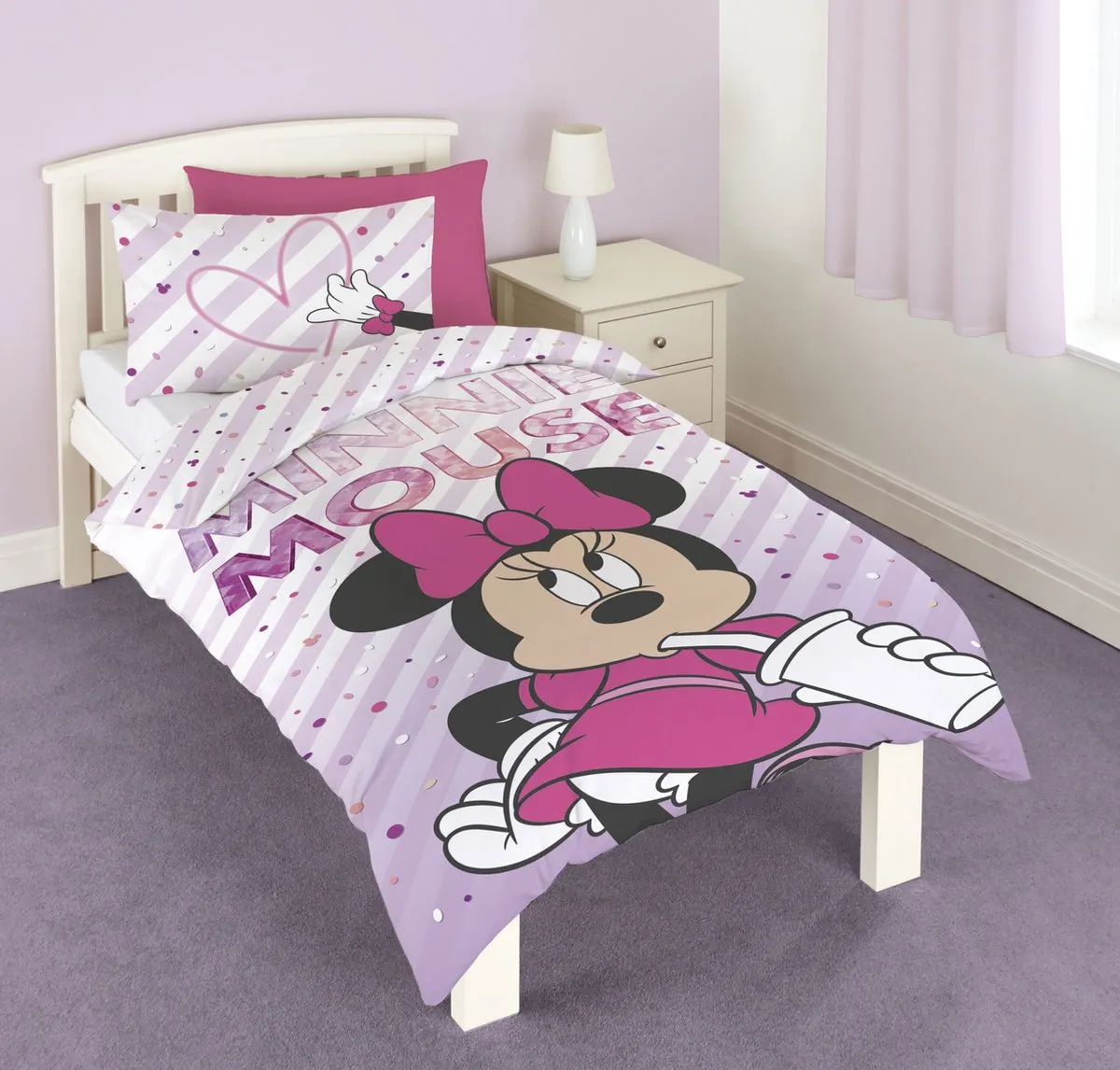 Disney Minnie Mouse Dekbedovertrek 135x200cm - Roze - afbeelding 2 van 2