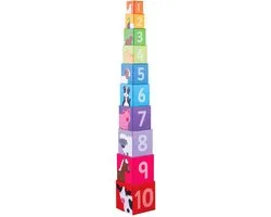 BIGJIGS Stapeltoren Op de Boerderij - 10 Stuks - Multicolor