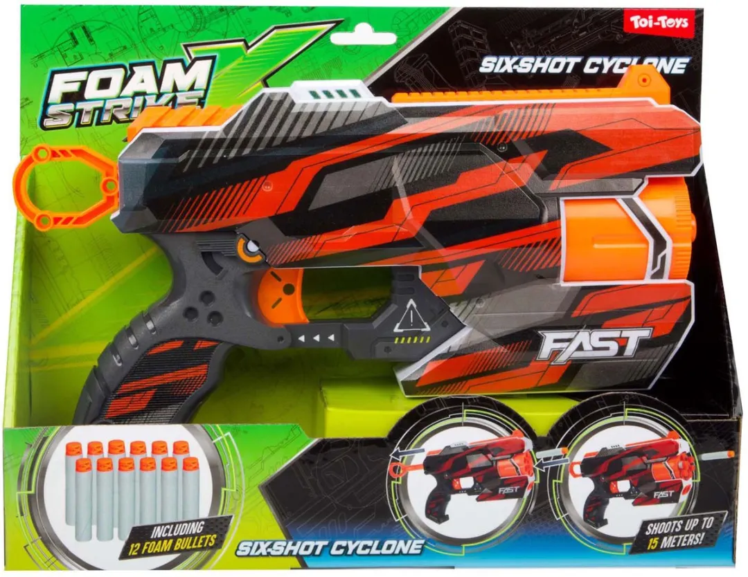 Toi-Toys Strikex Afschietpistool Six-Shot Cyclone 12 Pijlen - Multi
