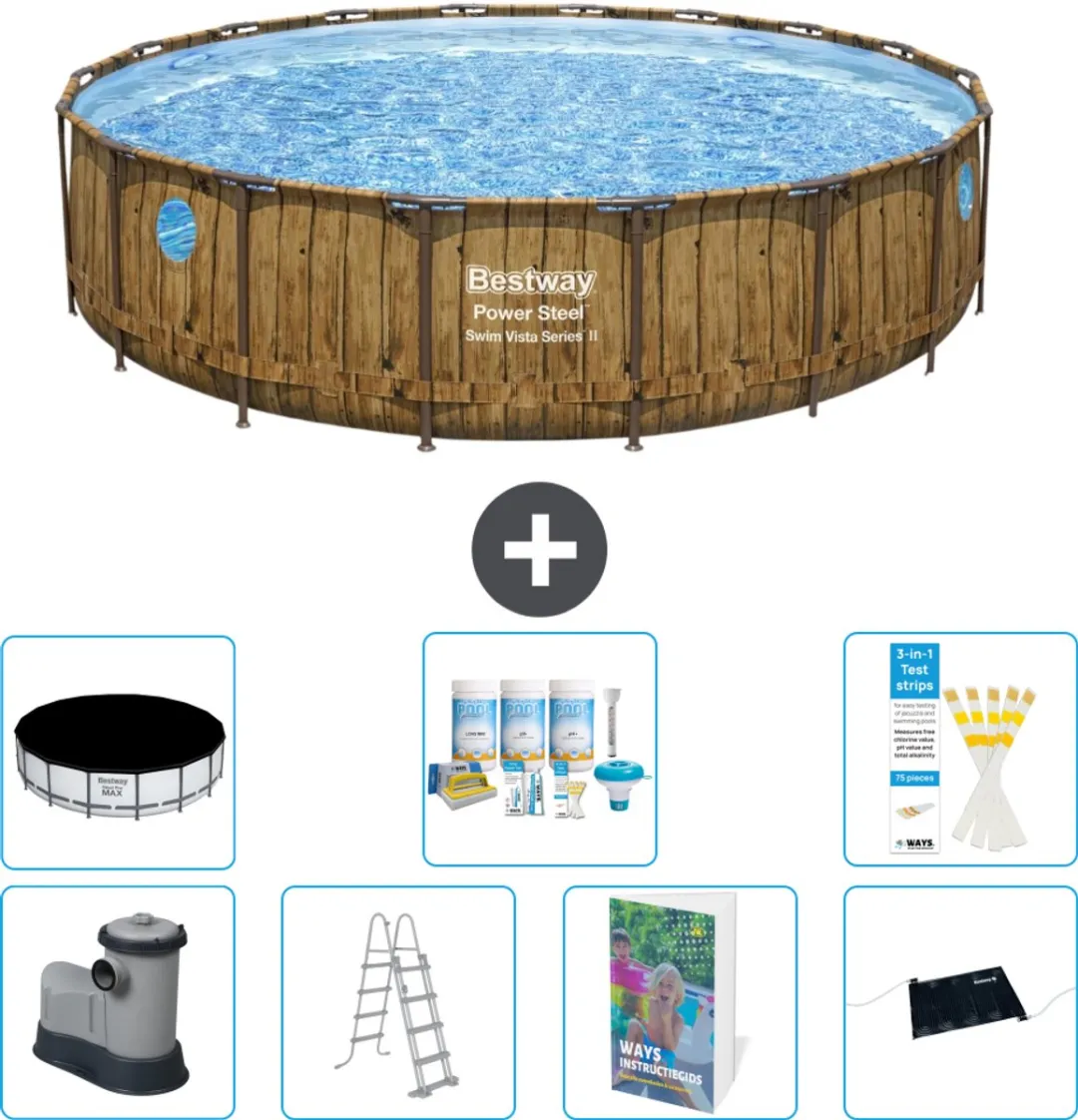 Bestway Rond Power Steel Swim Vista Zwembad 549cm - 23.062L - 8-delig