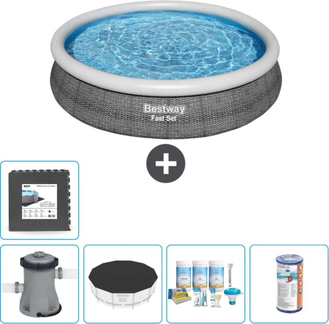 Bestway Fast Set Rond Zwembad 366cm - Grijs