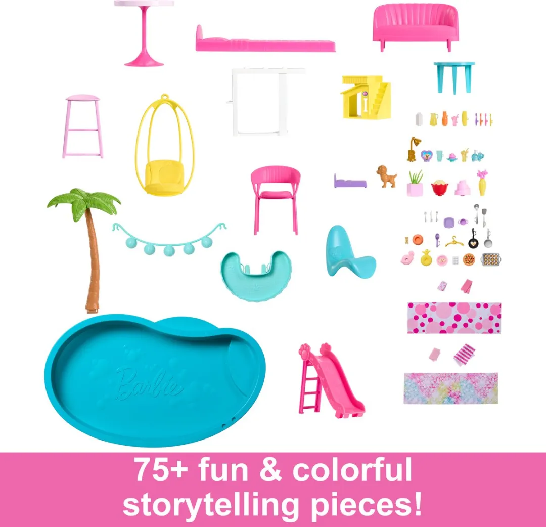 Barbie Droomhuis 2 Poppenhuis 114cm - Glijbaan & 75 Accessoires
